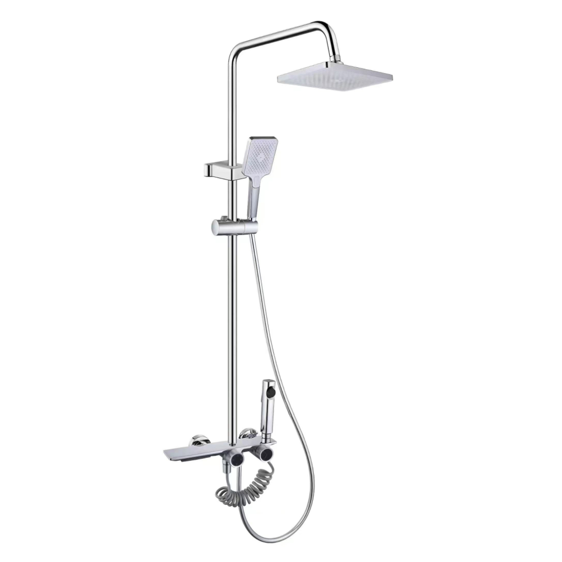 Ikkita tugmachali yorqin Chrome kvadrat yomg'irli dush to'plami